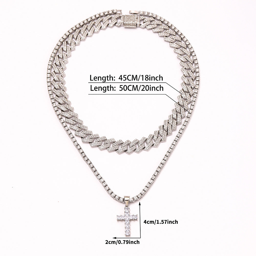 Diamond Cuban Halsketten-Set