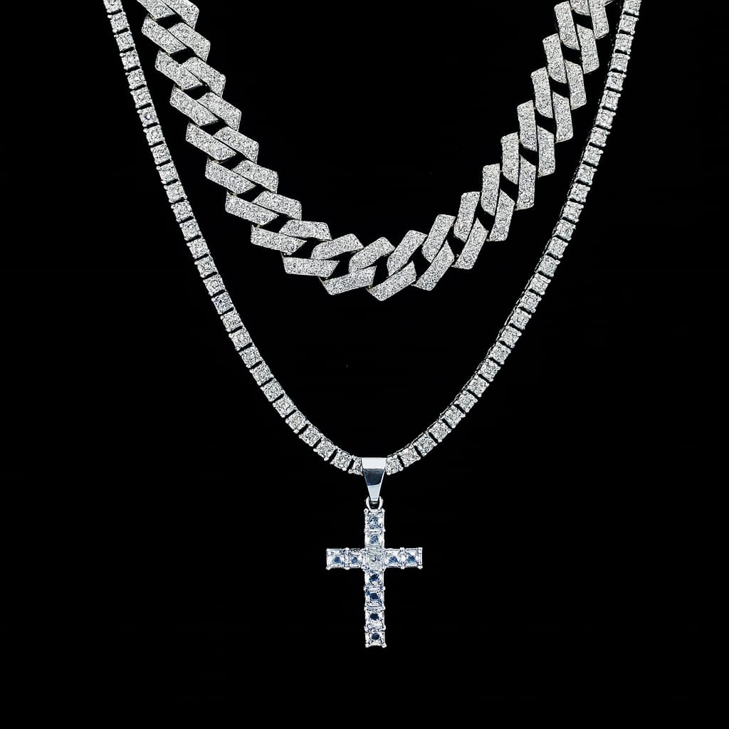 Diamond Cuban Halsketten-Set