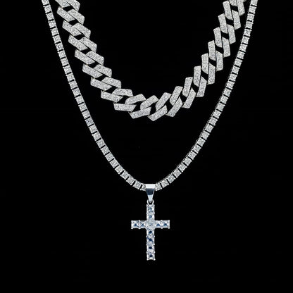 Diamond Cuban Halsketten-Set
