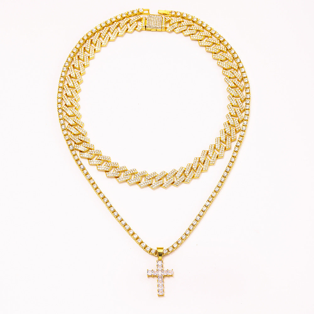 Diamond Cuban Halsketten-Set