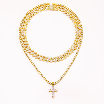 Diamond Cuban Halsketten-Set